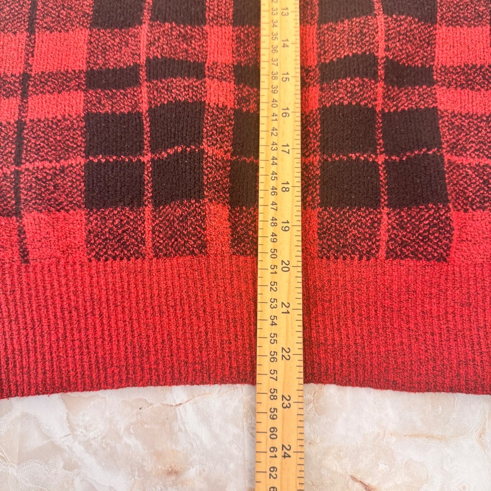 Holiday Time Sweater Women M Red Black Long Sleeve Plaid Merry Bright Christmas - Picture 6 of 10
